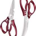 Heavy duty kitchen scissors 2-pack,High Stainless Steel sharp blade,Dishwasher safe meat scissors Cooking shear for Chicken Fish Meat Color RED