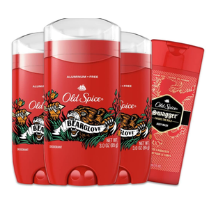 8pcs Old Spice Aluminum Free Deodorant for Men, 24/7 Odor Protection, 24/7 Freshness & Lasting Scent, Bearglove Scent, 3.0 oz with Travel Size Swagger Body Wash (2xPack of 4)