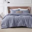 Bedsure Queen Comforter Set - Navy Blue Soft Bedding for All Seasons, Cationic Dyed Bed Set, 3 Pieces, 1 Queen Size Comforter (90"x90") and 2 Pillow Shams (20"x26"+2")