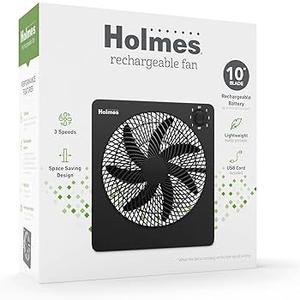 Holmes 3 Speed Rechargeable Fan 10" Black