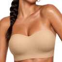Vertvie Strapless Bra Wireless Non-Slip Push Up Bandeau Bras for Women Full Support Tube Tops Padded Bralette S-Large Breasts (Nude, XX-Large)