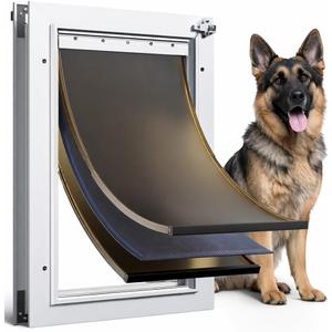 Dog Door for Door 3 Flaps Large, All Aluminum Doggy Door, Doggie Door
18.7" x 9.92" flap opening, Pets Up to 110lbs, fit door 1.26" - 2.08" thick, Closing Panel, Safety Locks, Dustproof Rustproof