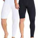 DEVOROPA Mens One Leg Compression Pants Quick Dry Basketball Running Tights Sports Leggings Athletic Baseball Base Layer 3 Pack Medium