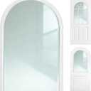 Pushglossy 22 x 36 Entry Door Glass Insert White Exterior Front Door Window Inserts Replacement Kit for Home Improvement (Low-e Glass,1 Lite Round Top)