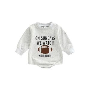 Honganda Newborn Infant Baby Boy Girl On Sundays We Watch Football with Daddy Bodysuit Funny Romper Sweatshirt 3-6mos.