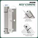 3 Pack Self Closing Door Hinges 3.5 inch Satin Nickel Door Hinges Spring Loaded Auto Close Hinges Square Corners Adjustable Tension for Interior Door 3 1/2 Auto Self-Closing Hinge