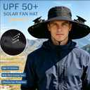 Solar Fan Hat, Wide Brim Sun Hat with 2 Solar Fans for Men Women Outdoor