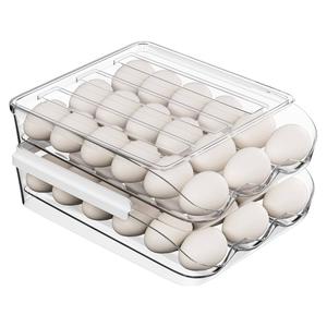 Proarea Egg Holder for Fridge 36 Capacity Automatic Rolling Egg Organizer for Refrigerator, Clear Stackable Container for Kitchen or Pantry Storage 2 Pack