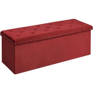 B FSOBEIIALEO Luxury Velvet Fabric Storage Ottoman Bench, Extra Large 140L Toy Chest Storage Boxes Footrest Bench for Bedroom, 43 Inches Red, 43.3x15.7x15.7 inches