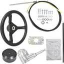 WFLNHB 13FT Boat Rotary Steering System Outboard Kit SS13714 Marine with 12.4 Inch Wheel