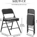 KAIHAOWIN Folding Chairs with Ultra Thick Padded Seat Foldable Chair Indoor Comfortable Metal Chairs with Soft Cushion Black, 18.11 inches x 18.11 inches x 30.71 inches