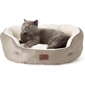 Bedsure Dog Beds for Small Dogs - Round Medium Cat Beds for Indoor Cats, Washable Pet Bed for Puppy and Kitten with Slip-Resistant Bottom, 25 Inches, Taupe (Camel)
