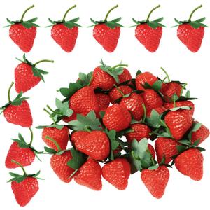 Lusofie 30 Pcs Fake Strawberries Plastic Fake Strawberry 2.36 in Faux Artificial Strawberries for Decor Kitchen Party Decoration Realistic Faux for Photo Prop Home Wedding Photography Decoration