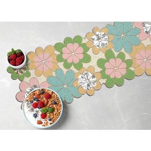 lightnpro Chrtistmas Beaded Table Runner, Christmas Table Runner, Rustic Farmhouse Hand Beaded Runner to Decorate Xmas Wedding Family Party Thanksgiving Dinner Table Décor - 13x36 Inch - Teal Combo