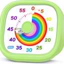 HIPPIH Visual Timer for Kids - 60 Minute Pomodoro Timers for Classroom Kitchen Office, Countdown Kids Timer Clock with Rainbow Disk, Desk Time Management Tool for Toddler with Silent Operation, Green