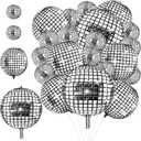 30 Pcs Disco Ball Balloons 32" 22" 10" 4d Balloons 70s Disco Party Decorations Round Metallic Silver Foil Balloon for Dance Birthday Wedding New Years Eve Party Supplies