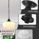 Schoolhouse Pendant Fixture, 12 Inch Black Finish with Milk Glass Adjustable Mid Century Ceiling Pendant Lighting, Pendant Light Fixtures for Kitchen Hallway Entrywa Dining Room (Type A Pendant Light)