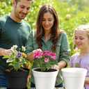 Homenote Plant Pots,7.5 Inch Flower Pots for Plants Plastic Planters for Indoor with Multiple Drainage Holes and Trays, for All Home Garden Flowers Succulents,Outdoor(White&Black,8 Pack)