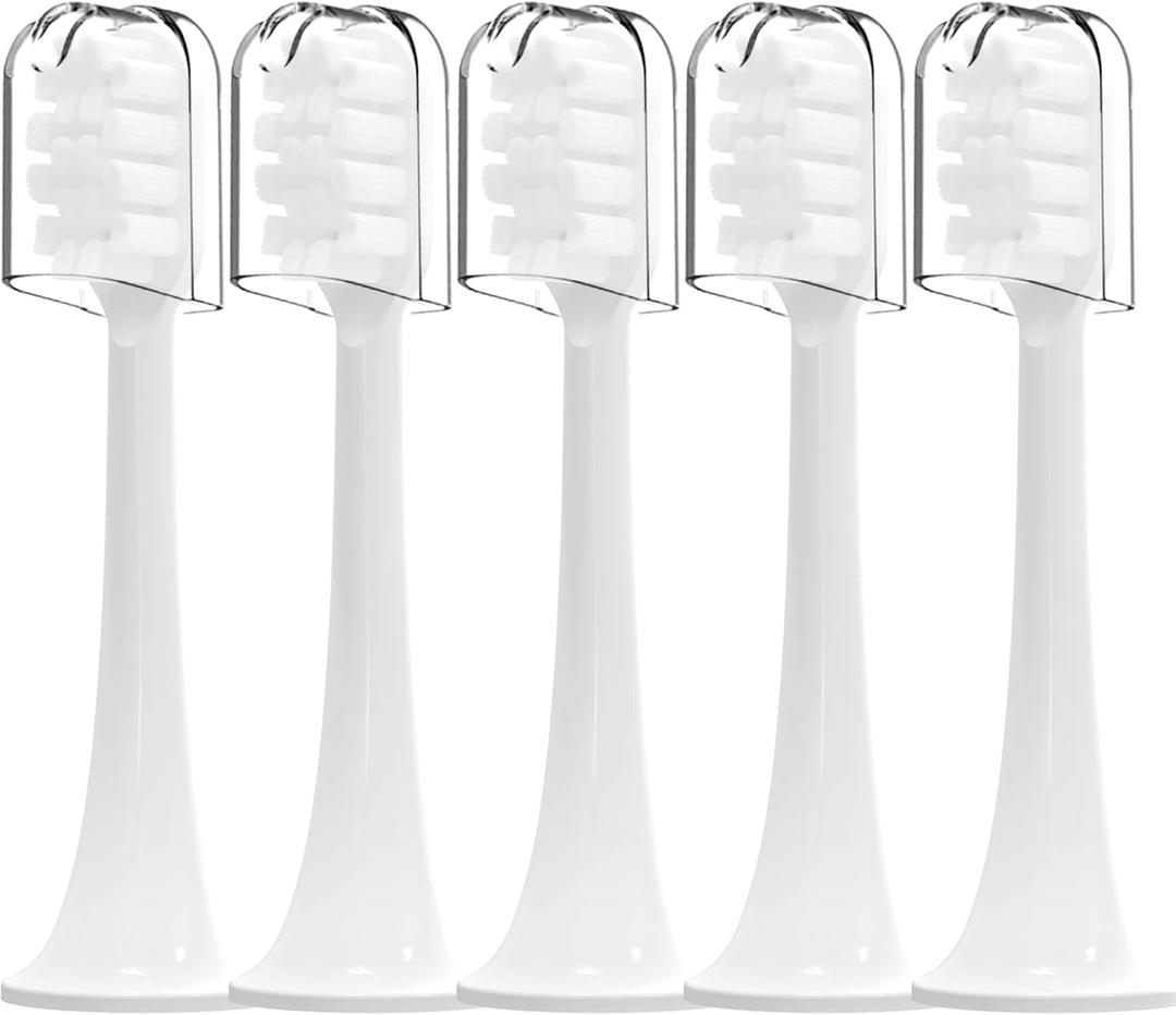 Toothbrush Replacement Heads Compatible with Snow Gen2 Electric Toothbrush,No LED Whitening, with Dust Cover,5 Pack (White, Medium)