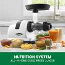 Omega Cold Press Juicer Machine, Vegetable and Fruit Juice Extractor and Nutrition System Makes Nut Milks Baby Food and Sorbets, Triple-Stage 80-RPM Slow Masticating Juicer, 200-Watts, Silver