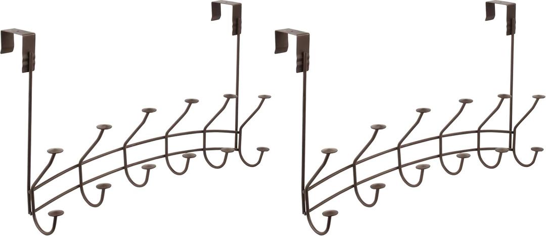 Spectrum Diversified Windsor Over The Door Hook Rack, 6 Hook, Bronze (Pack of 2)