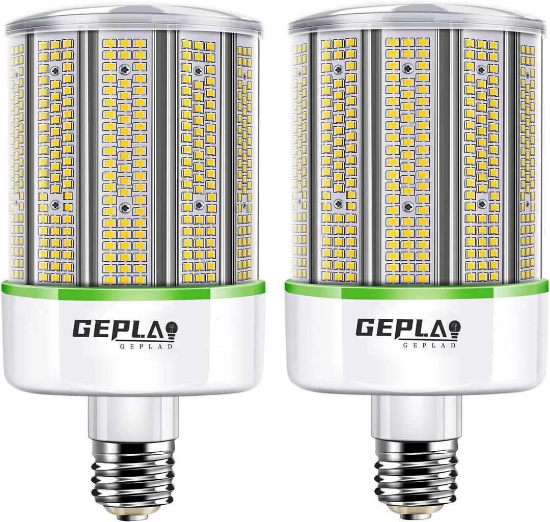 GEPLAD 2-Pack 150W LED Corn Bulb, 1500W Equivalent, E39 Mogul Base, 23,700 Lumens, 5000K Daylight,for Garage, Factory, Workshop, Warehouse, Barn,Non-Dimmable