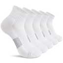 Gonii Ankle Socks Womens Athletic Thick Cushioned Running Hiking Crew Socks 5-Pairs (White)