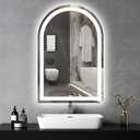 Niccy Arched LED Bathroom Mirror, 40x24 Arch Wall Mounted Frameless Bathroom Mirror for Vanity, Smart Lighted Frontlit Mirrors with Memory Function for Bathroom Bedroom Beauty Hair Salon