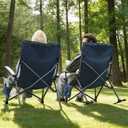 Rocking Camping Chair for Adults, Portable Folding Rocker Chair with Cup Holder and Side Pocket, Outdoor Chair, Navy