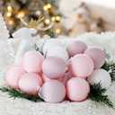 Hollowfly 18 Pcs Blush Pink Christmas Ball Ornaments 2.4'' Christmas Tree Balls Satin Xmas Baubles Hanging Decor Holiday Natural Textured Rustic Ornaments for Xmas Tree Home Decor Bowl Filler Gift
