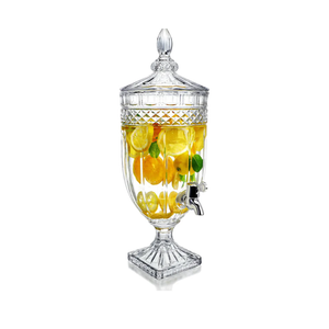 1.3 Gallon Glass Beverage Dispenser with Spigot Glass Drink Dispenser for Parties Wide Mouth Juice Beverage Server for Wedding Party Bar Leak Proof Beverage Dispenser