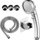 Drill-Free High Pressure Handheld Shower Head with ON/OFF Pause Switch 3 Spray Modes Water Saving Showerhead, Detachable Puppy Shower Accessories (M:Shower Head (Chrome)+Bracket+Hose)