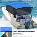 KAKIT 4 Bow Bimini Tops for Boats with 3 Mesh Sidewalls Rear Support Poles Boat Canopy Includes Straps Storage Boot, Dark Gray, Size: 4 Bow 8'L x 54" H x 67"-72" W
