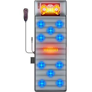 Full Body Massage Mat with Heat & Movable Shiatsu Neck Back Massager Pillow, Upgraded Massage Mattress Pad with 10 Vibration Motors, 2 Heating Pads & 9 Massage Modes, for Neck Back Leg Pain Relief