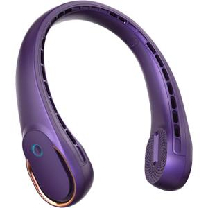 FrSara Bladeless Wearable Electric Fan, A8 Neck Fan, 5200mAh, 3 Speeds, Portable, Long Endurance, No Hair Twisting, Non-Slip Material, Rechargeable, Purple