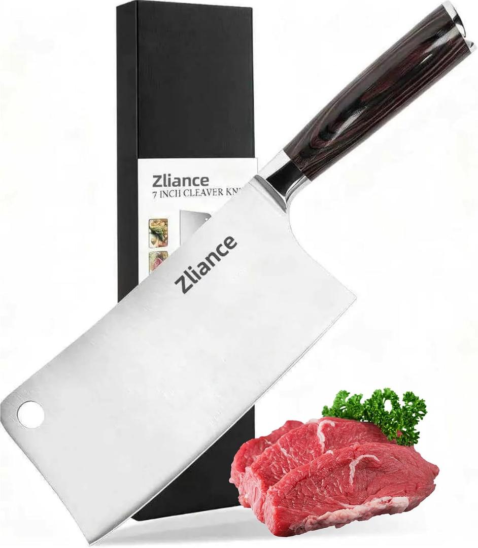 Cleaver Knife 12 Inch–Ultra Sharp High Carbon Stainless Steel Meat & Vegetable Cleaver, Heavy Duty Bone Chopper, Professional Butcher Knife with Ergonomic Full Tang Handle for Restaurant & Home