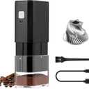 VEVOK CHEF Portable Electric Coffee Grinder,Adjustable Stainless Steel Burr Coffee Bean Mill,One-Button Grinder with USB Rechargeable,AutoStop for Espresso to French Press,for Outdoor Use(Black)