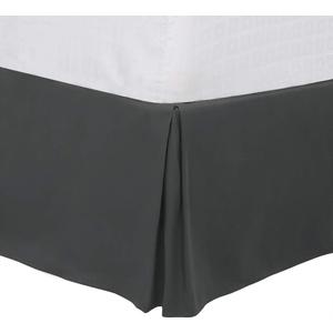 PiccoCasa Queen Size Pleated Bed Skirt, Ruffled Lightweight Box Spring Cover - 16 Inch Drop Dust Ruffle Bedskirt, Wrinkle Free and Fade Resistance, Easy to Stall - Dark Gray
