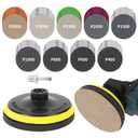 45PCS 5 Inch Wet Dry Sanding Discs Kit with Hook and Loop Backing Pad 5/8-11 and Foam, Angle Grinder Drill Sanding Attachment, Sander for Drill 400 to 5000 Grits Sandpaper for Wood Metal Car