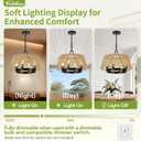 18 Inch 4-Light Boho Rattan Chandelier, Hand Woven Farmhouse Chandelier Rattan Pendant Light Fixture for Dining Room, Kitchen Island, Hallway, Foyer，Entryway (E12 Bulbs Not Included)