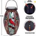Mothers Day Gifts,Solar Lanterns Outdoor Hanging Light Cardinal LED Glass Light Waterproof Hollowed-Out Metal Decor Garden,Yard,Patio,Gifts,Table,Pathway,Holiday for Women Mom