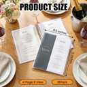15 Pack Menu Covers 8.5 x 11 Inch 4 Page 8 View Transparent Menu Holder Waterproof Clear Plastic Cover Fits A4 Size Paper Double Stitched Edge for Bar Restaurant