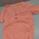 Dimur Womens Tops Trendy V Neck Button Down Short Sleeve Tshirts Business Casual Basic Tee Loose Fit (Small, Coralpink)