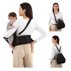 Baby Hip Seat Carrier with Lumbar Support, Baby Holder with 3D Anti-Slip Protection, CPC Certification and Molle Bottle Bag for Newborns & Toddlers up to 45lbs (Black)