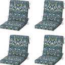 Arden Outdoor Midback Chair Cushion, 4-Pack, 18x36.5, Blue Damask