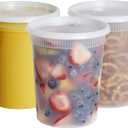 GUSTO [32 oz. - 24 Count Plastic Deli Containers with Lids - Disposable Food Storage Containers With Airtight Lids, Ideal for Soups, Stews, and Meal Prep