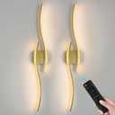 WOSHITU Gold Battery Operated Wall Sconces: 39 Inch Rechargeable Wall Sconce Set of 2 with Remote Control 3CCT Dimmable Wall Light Modern Cordless Wall Lamp for Bedroom Living Room Hallway Bathroom