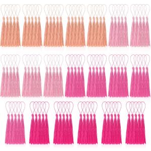 100 Pcs Bookmark Tassels Bulk Pink Series Soft Craft Silky Handmade Mini Tassels for Jewelry Making with Loops for DIY Craft Accessory Dress Decoration