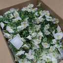 Artificial Hanging Flowers for Outdoors, 2 PCS 300 Blooms UV Resistant Morning Glory Faux Silk Vines, No-Odor Realistic Fake Plants for Garden Planter Porch Patio Decoration, White