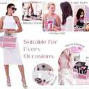 Joligrace Makeup Train Case Makeup Case Organizer Portable Cosmetic Box Storage with 2 Trays Mirror Locking Make Up Travel Case for Nail Kits Cosmetics Craft Traveling Makeup Box Mermaid Pink